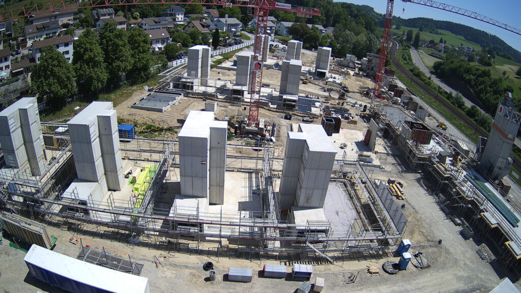 Blick Richtung Osten auf die Baustelle der Riethöfe am 26. Mai 2026