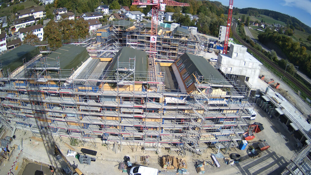 Blick Richtung Osten auf die Baustelle der Riethöfe am 29. September 2026